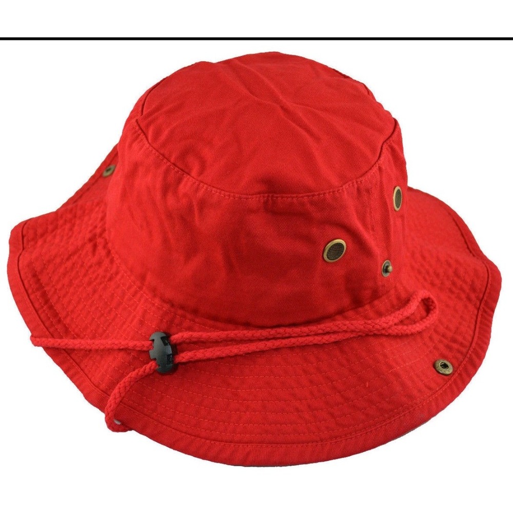 Newhattan Red Cotton Safari Boonie Hat Wide Brim Sun Bucket Hat L/XL